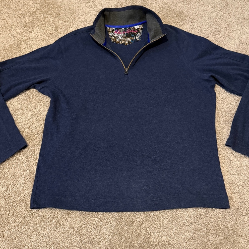 Robert Graham Men's Navy Blue Quarter-Zip Pullover Sweater – Size Medium